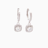 Heidee Round Cut Square Halo Dangling Earrings