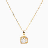 Heidee Round Cut Square Halo Necklace