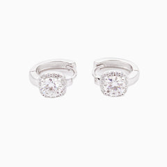 Viel Round Cut Square Halo Huggie Earrings