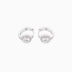 Von Round Cut Round Halo Huggie Earrings
