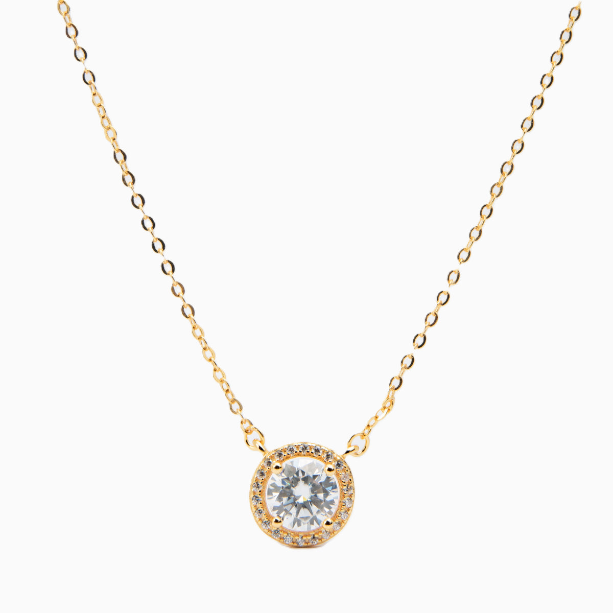 Naty Round Cut Round Halo Necklace (On-Hand)