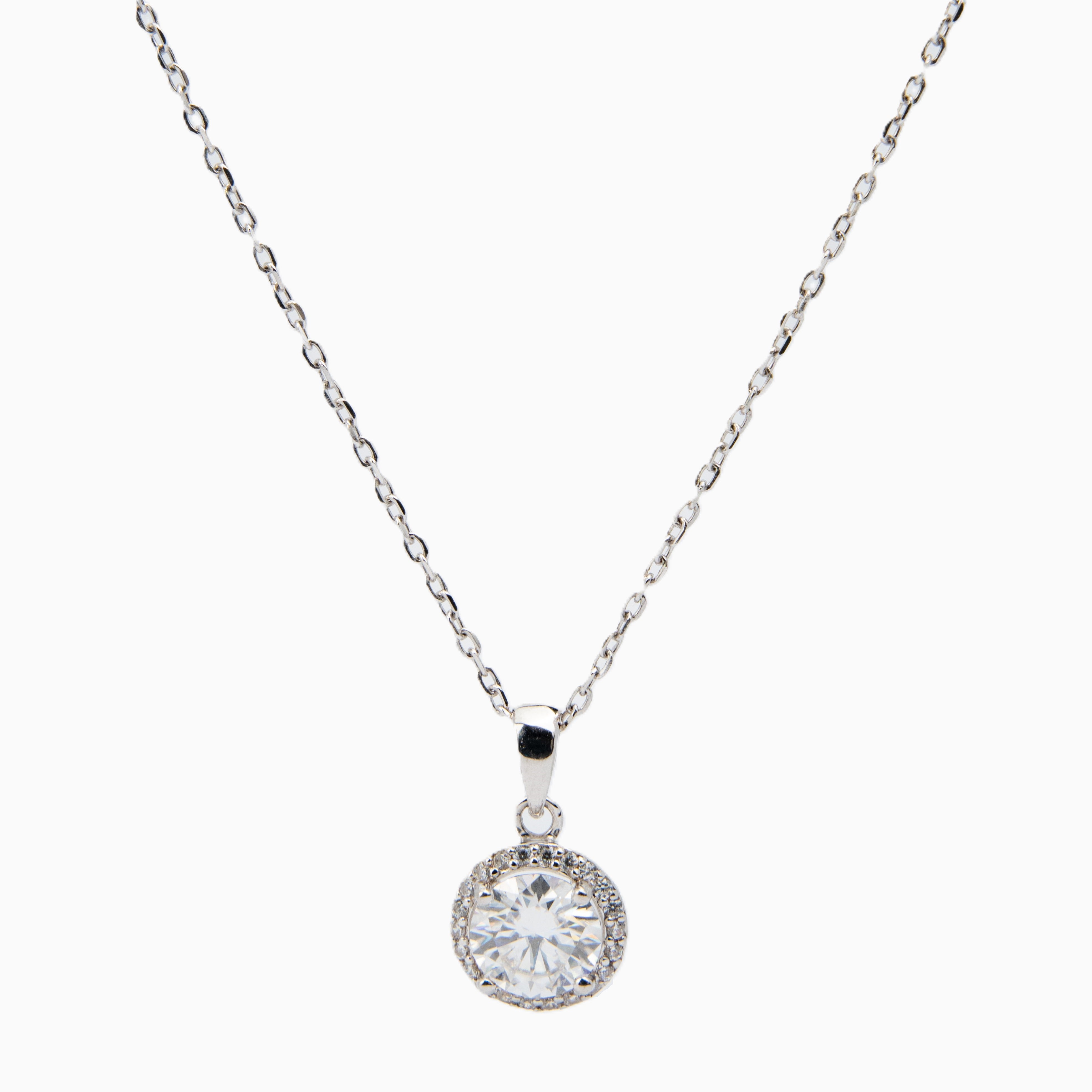 Naty Round Cut Round Halo Necklace (On-Hand)